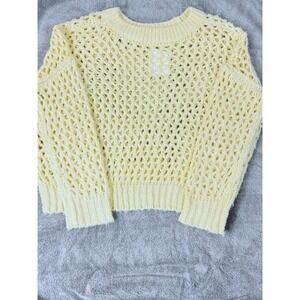 Kori America Cream Open Knit Crochet Sweater Small NWT Boho Oversized Beachy